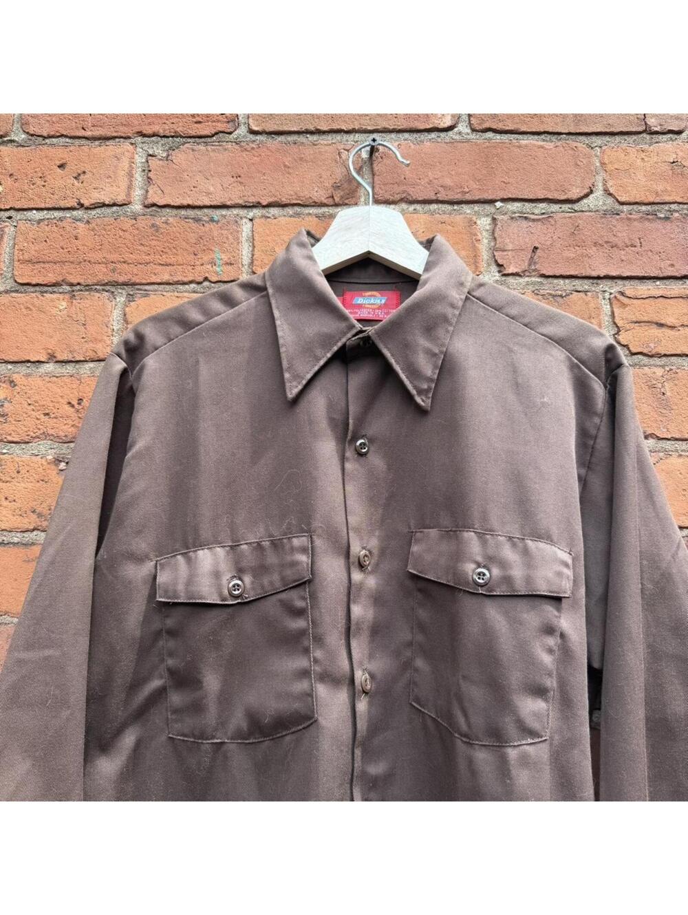Vintage dickies workwear button up long sleeve shirt 70s M/L